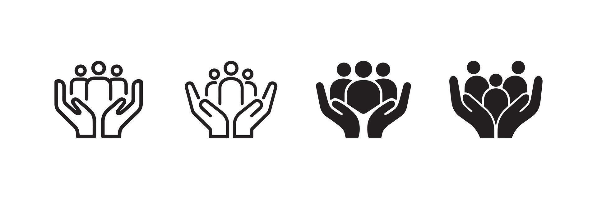 Community Care Hands Icon Support and Protection Set vector