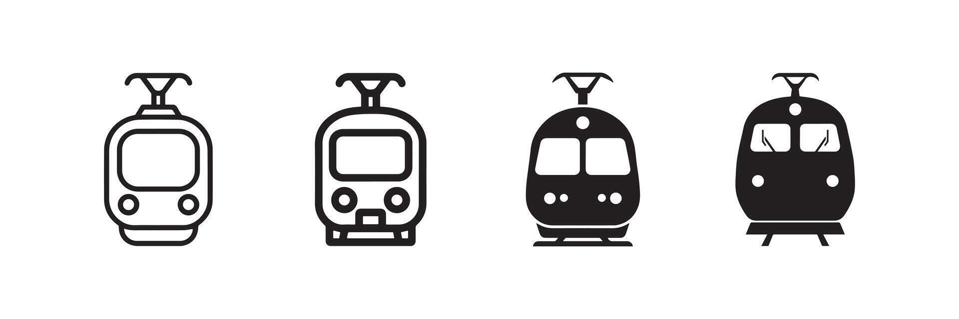 Tram and Train Icon Set Public Transportation vector