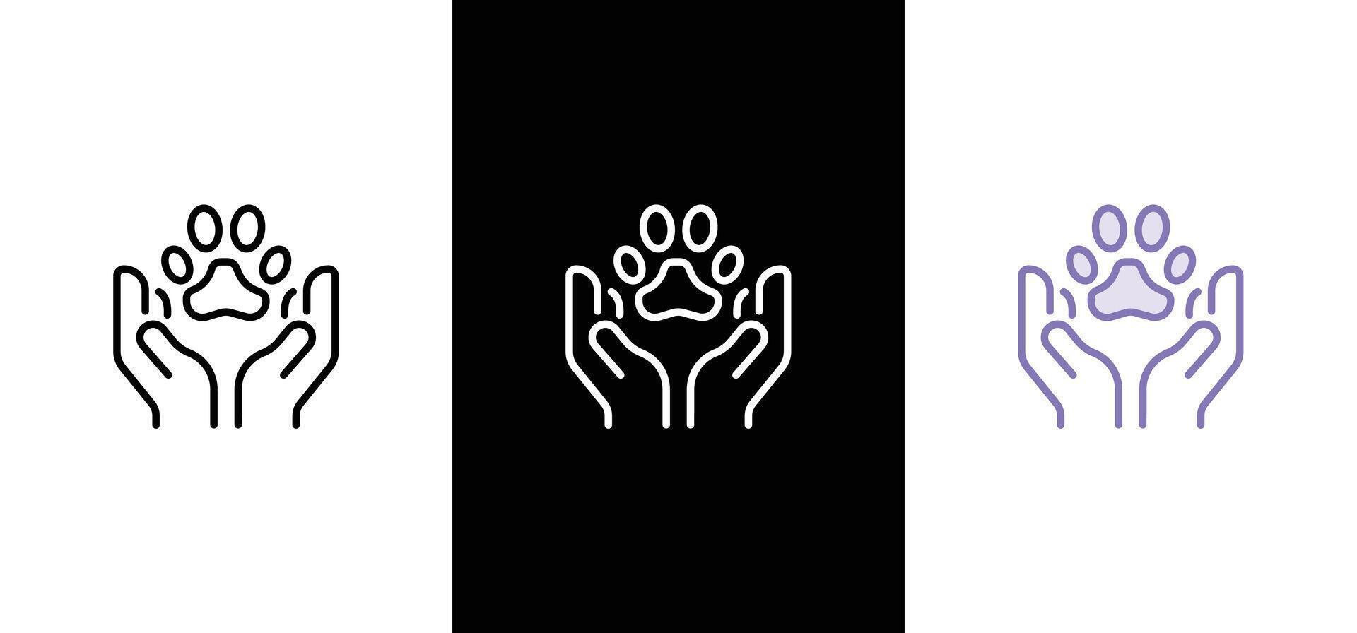 Pet shop logo, Care, Pet sitting. Adoption. Home animals. vector