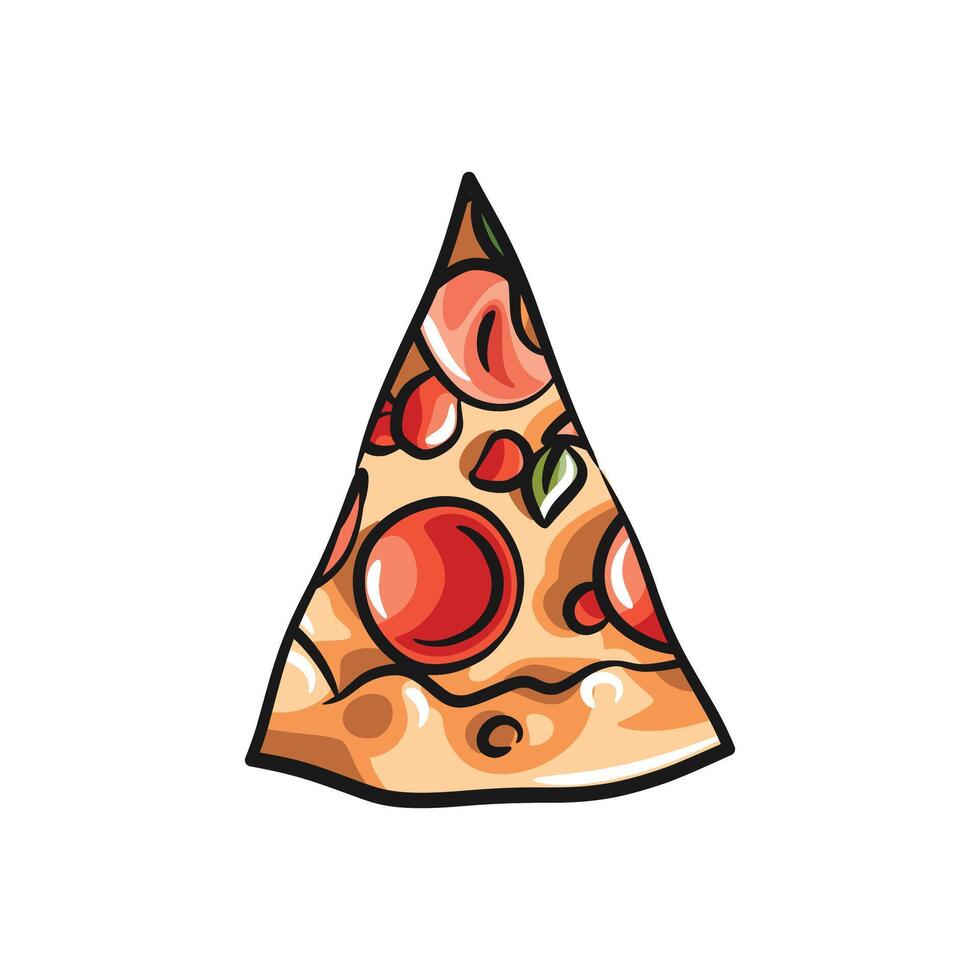 Detailed Illustration of Colorful Sliced Pizzas with Toppings vector