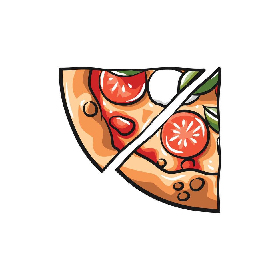 Artistic Sliced Pizzas with Vibrant Toppings Illustration vector