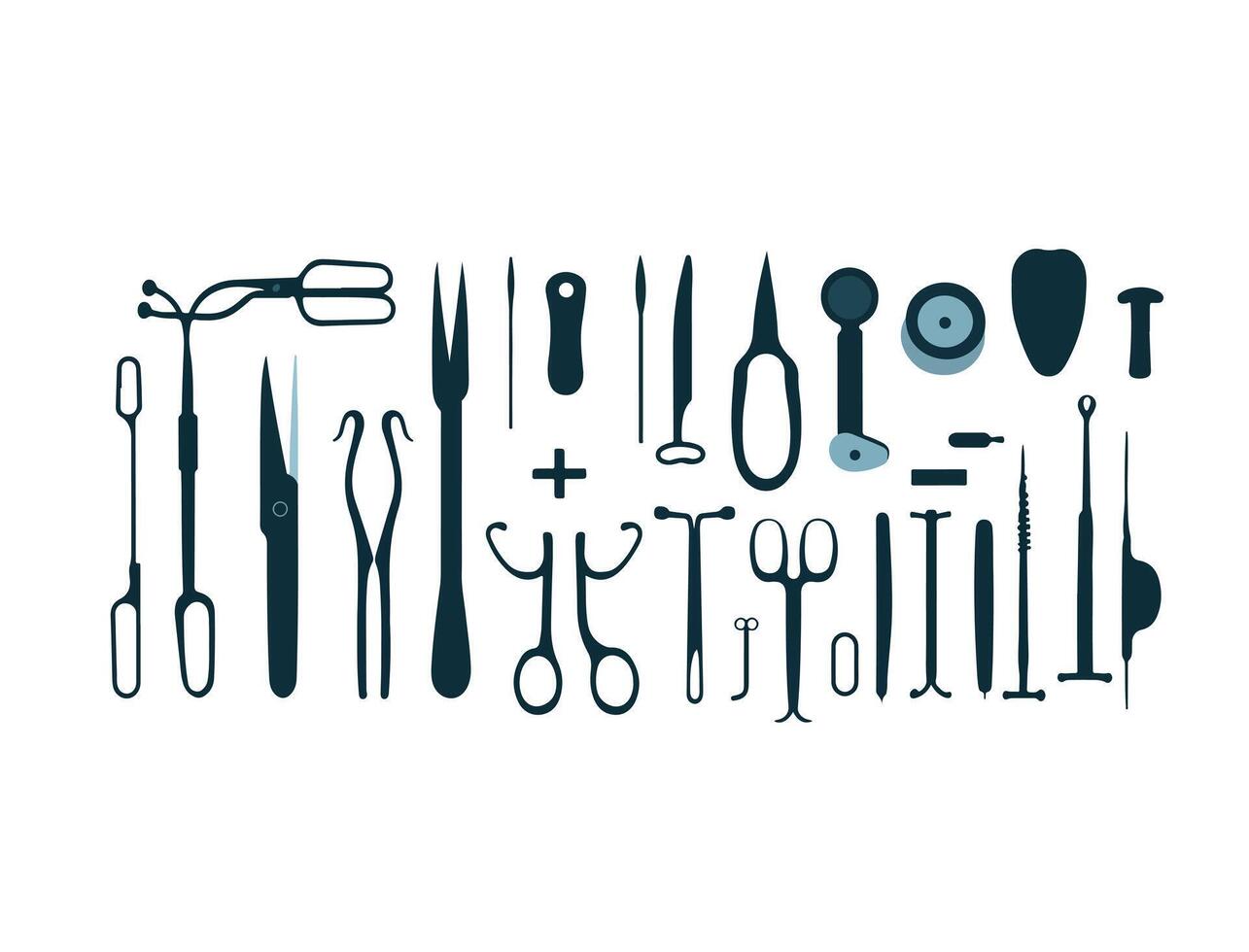 Various medical tools are shown on a white background vector