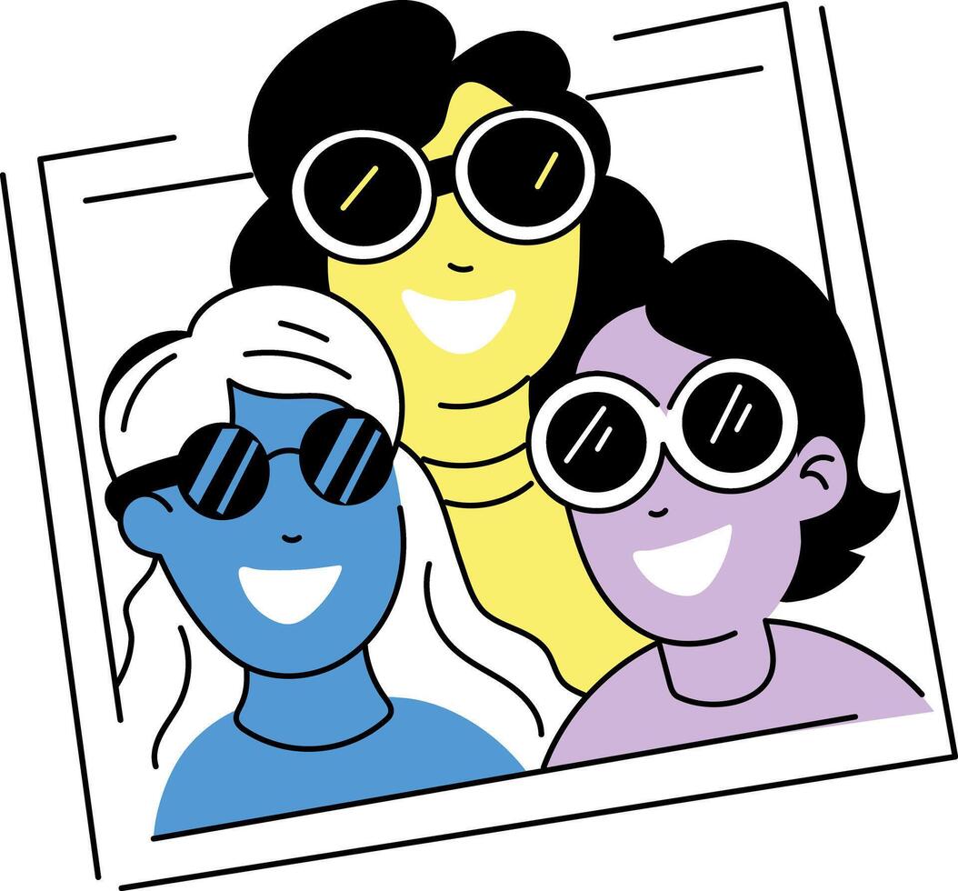 Hand drawn illustration of friends trio frame vector