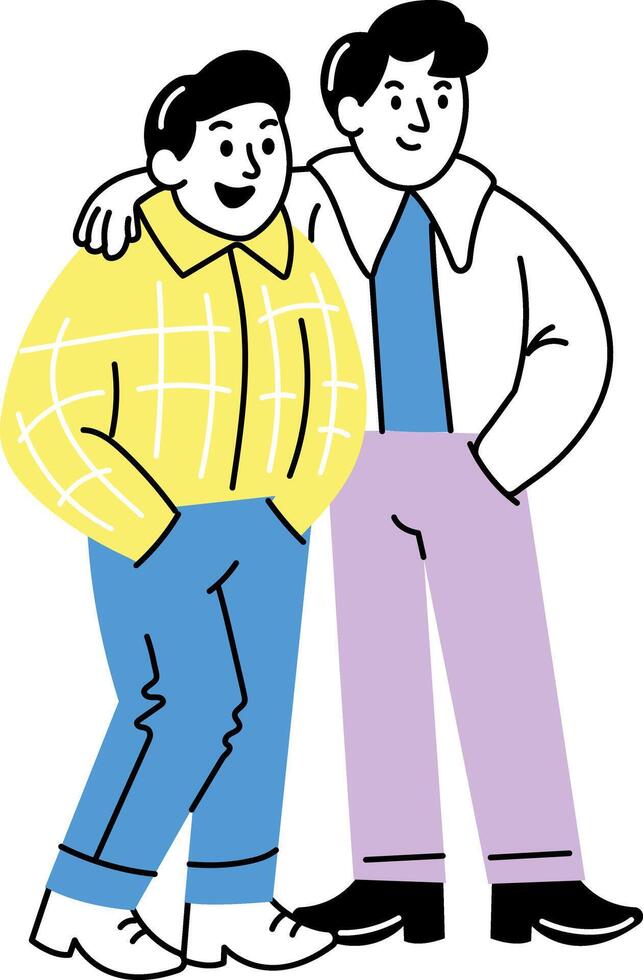 A hand drawn illustration of an old friends group vector