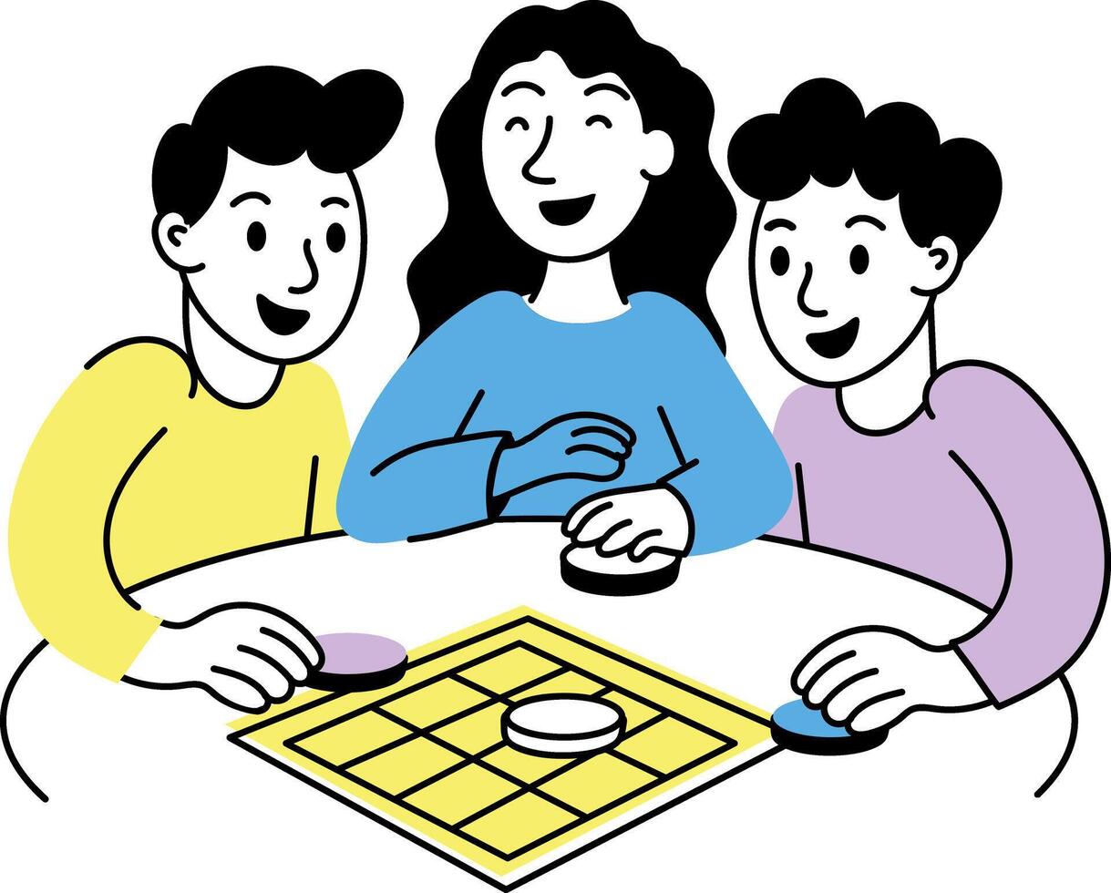 A hand drawn illustration of friends playing game together vector