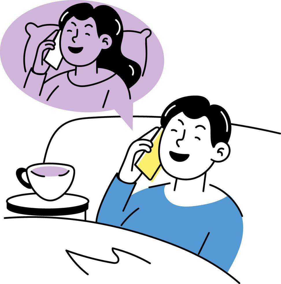 Hand drawn illustration depicting friends calling vector