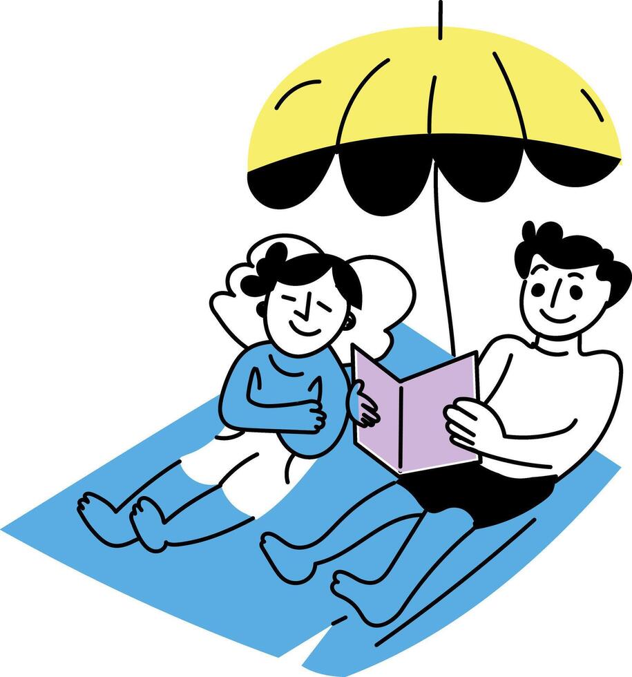 Hand drawn illustration of beach buddies enjoying together vector