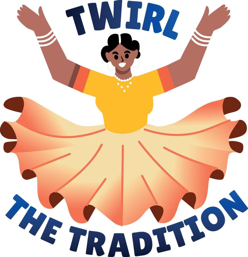 A girl performing traditional dance, flat style sticker vector