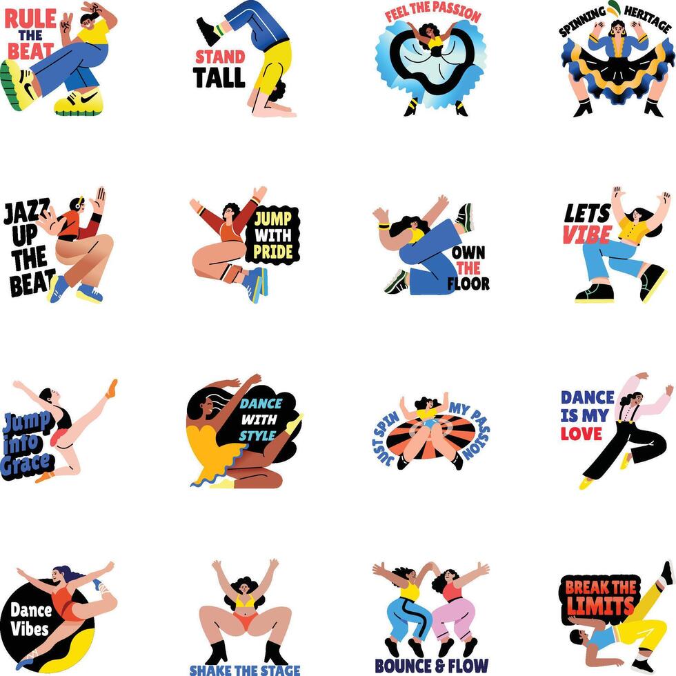 Pack of International Dance Day Flat Stickers vector