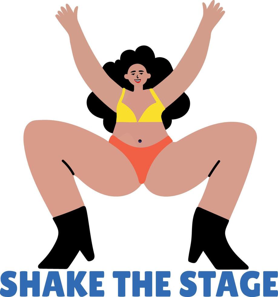 A flat style sticker of club performer with shake the stage typography vector