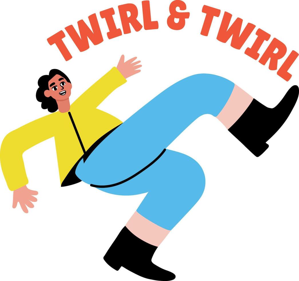 A flat style sticker of enjoying character doing dance vector