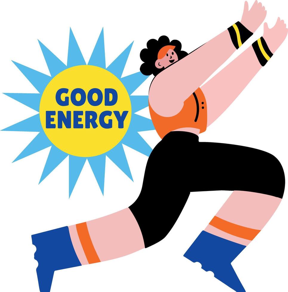 A flat style sticker of a character doing energetic dance vector