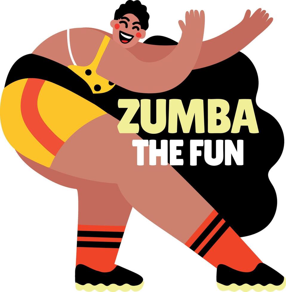 A character doing zumba dance, flat style sticker vector