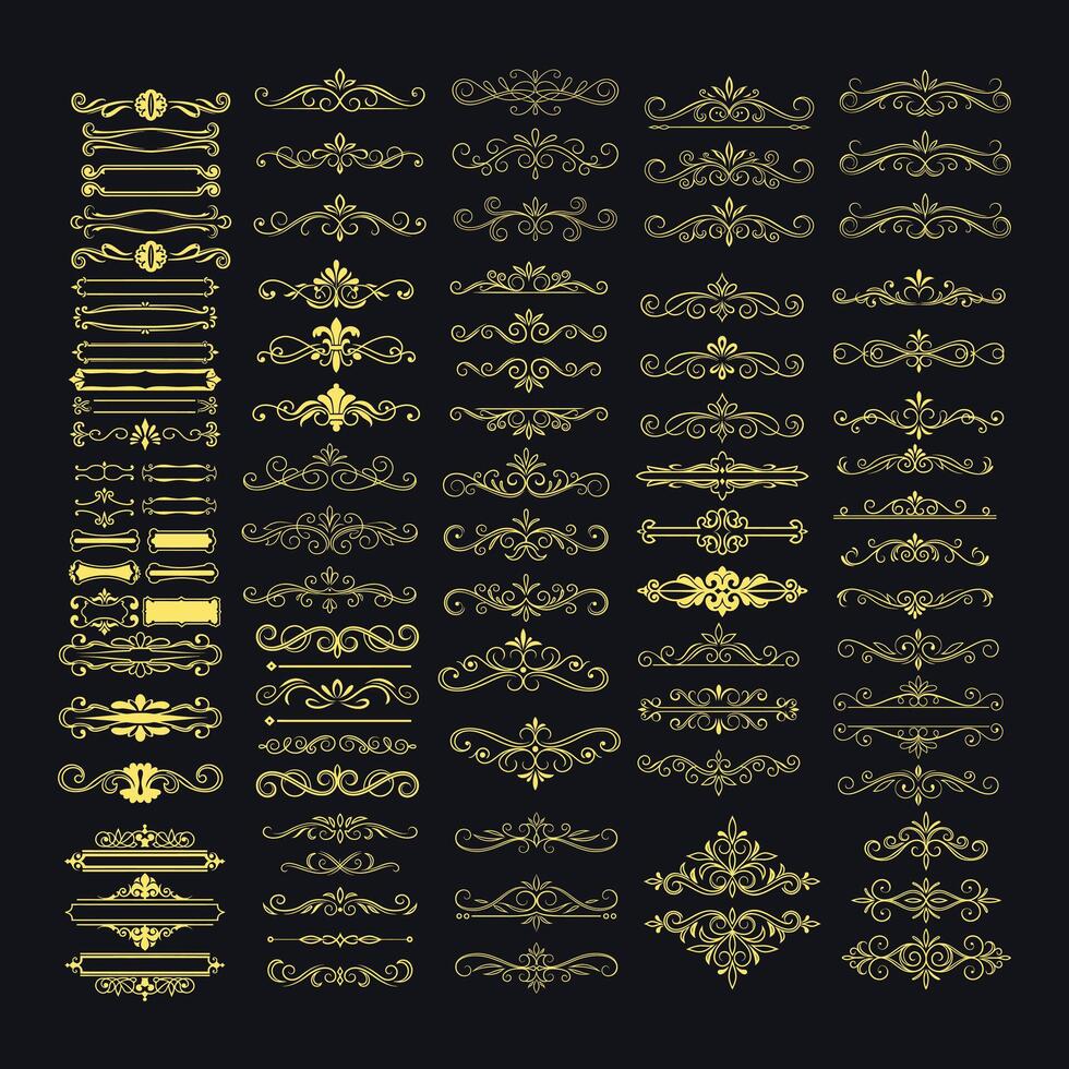 Golden Italian Calligraphic Design Elements . vector