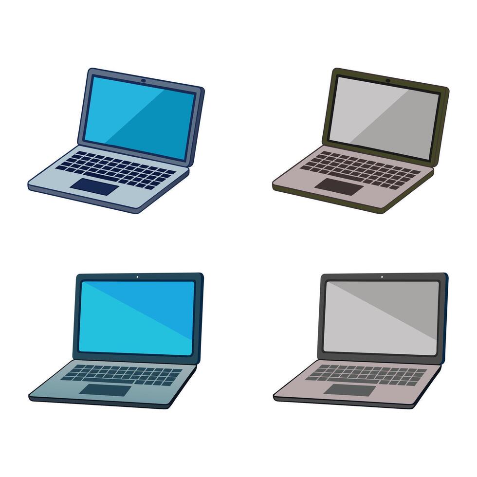 Set of a flat illustration of a laptop vector