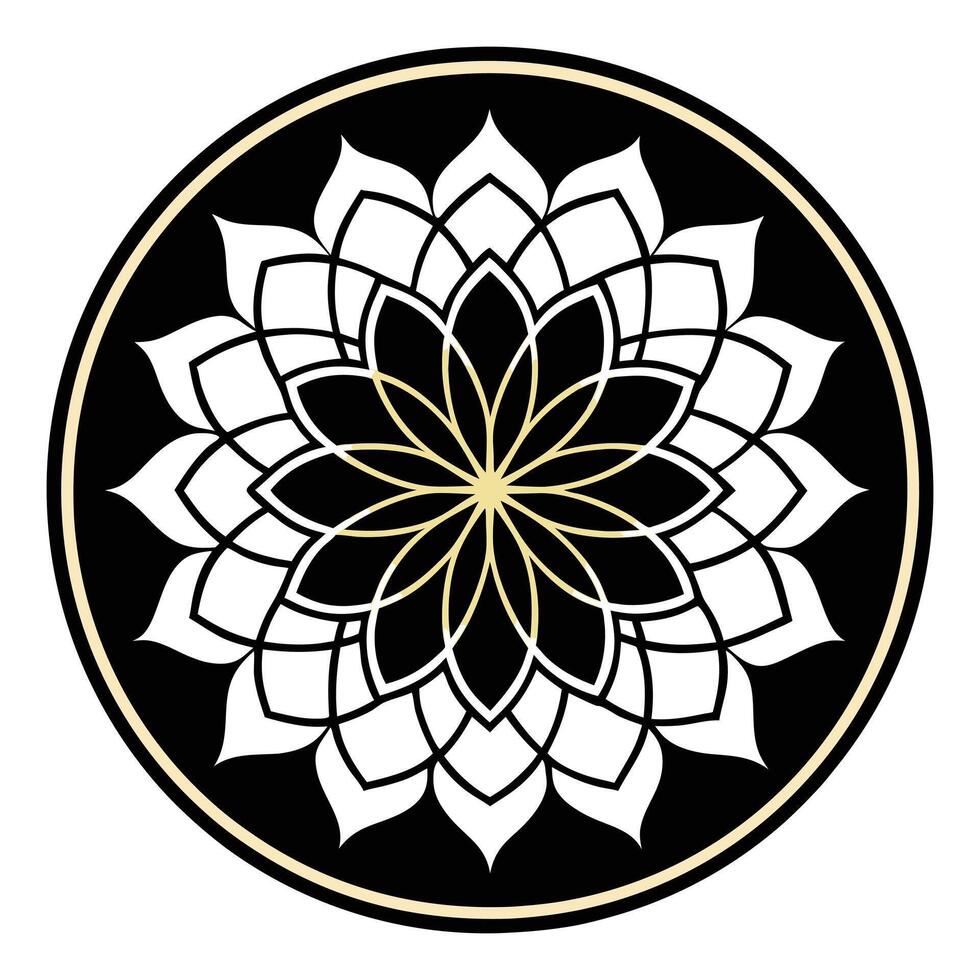 Mandala art white and black line with white background vector