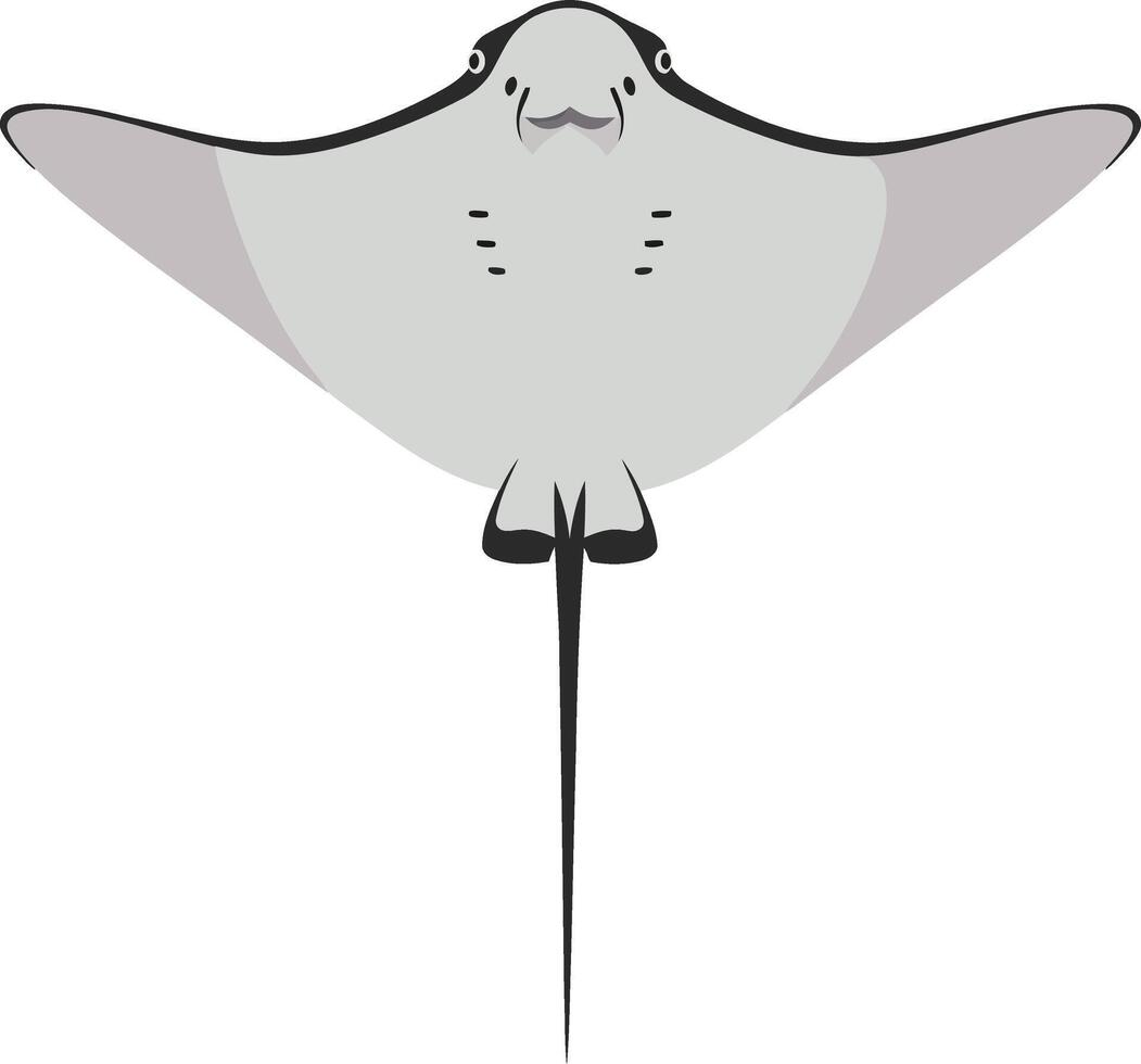 A flat illustration of a graceful stingray swimming elegantly underwater in a minimalist design style, showcasing fluidity and motion in art vector