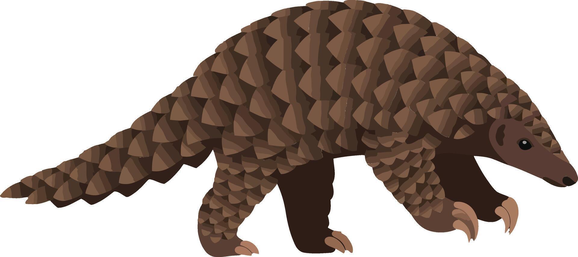 A cute brown pangolin walking gracefully with textured scales in a minimalistic style showcasing natures beauty in vibrant art vector
