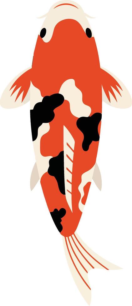 Colorful koi fish swimming gracefully in a serene pond, depicted in a flat design style, showcasing vibrant patterns in illustration vector