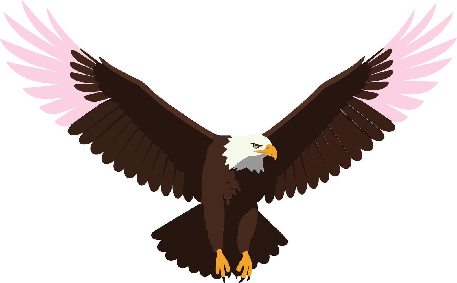 Majestic eagle soaring gracefully through a clear sky with outstretched wings in a minimalist flat design style art vector