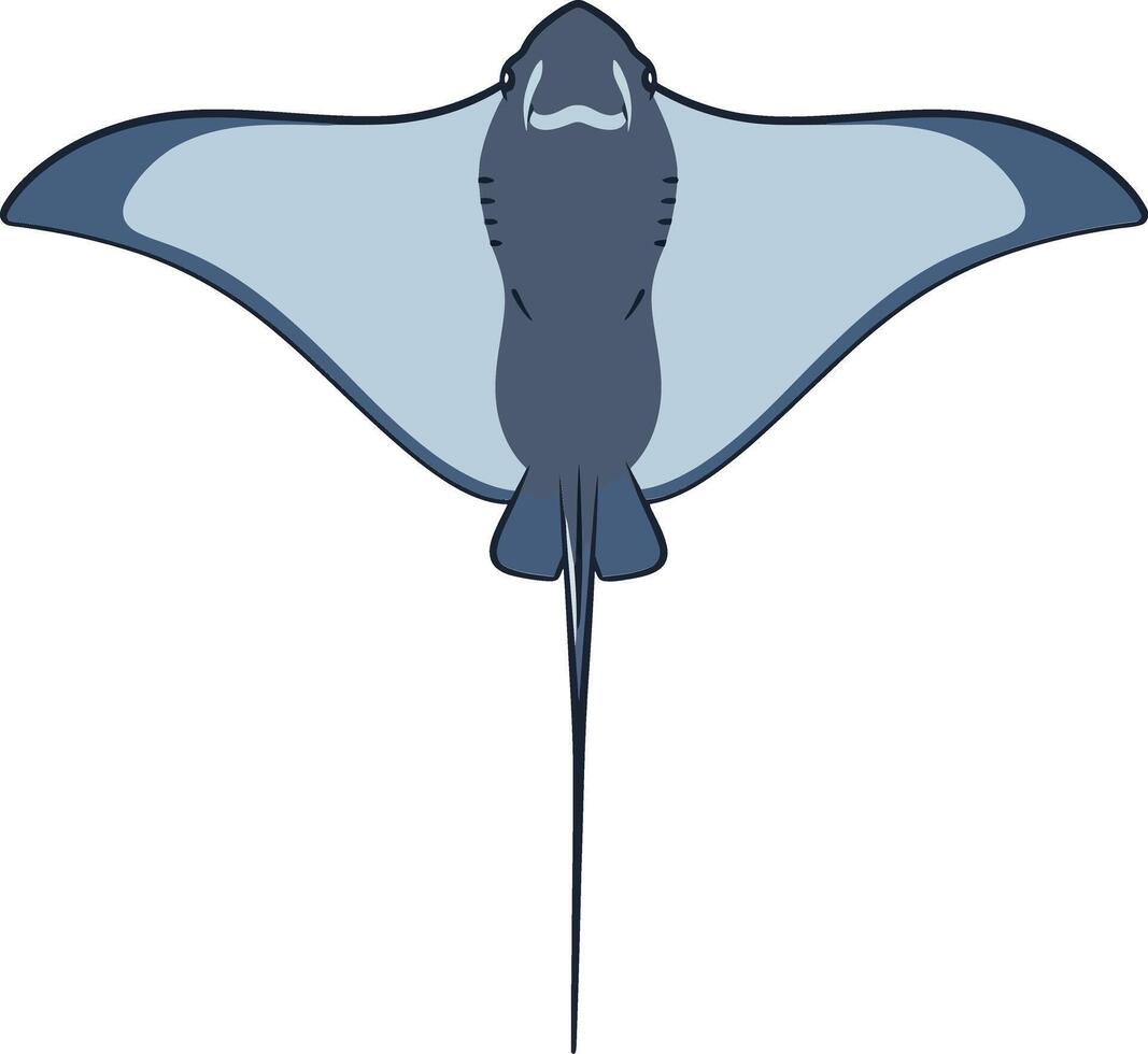 A graceful manta ray swimming underwater in a serene ocean setting, illustrated in a flat and minimal design style, perfect for art vector