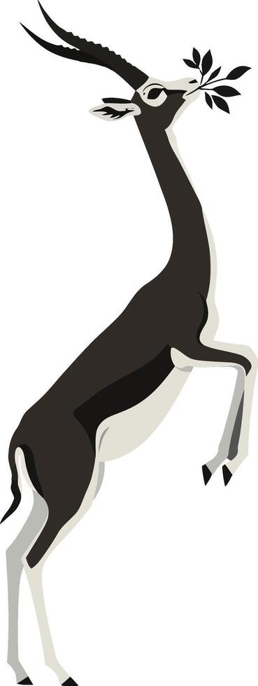 A graceful antelope standing on its hind legs, reaching for leaves with a minimalistic design style in a vibrant palette, illustration vector
