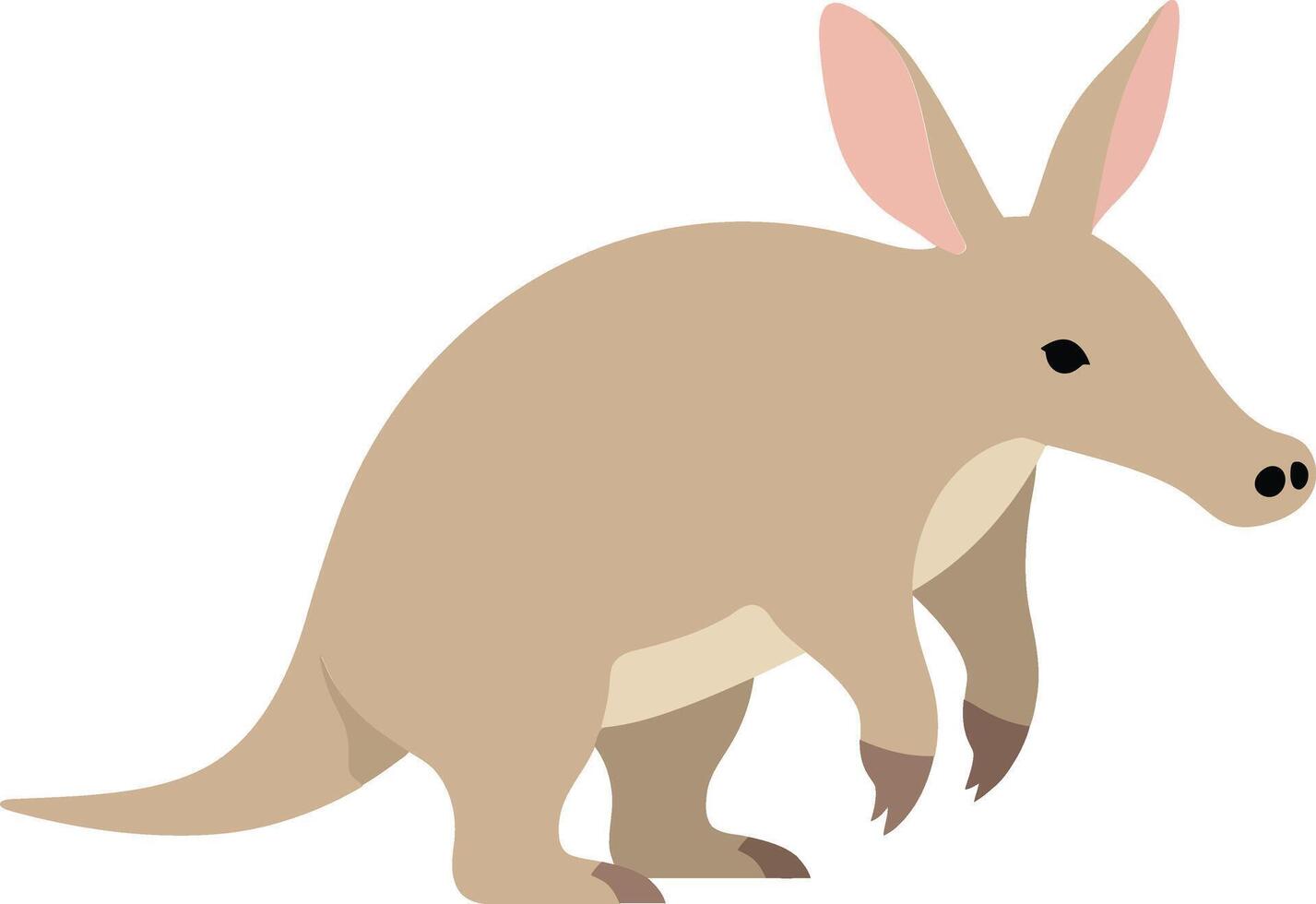 A cute aardvark walking on its hind legs with a playful expression in minimal flat art vector