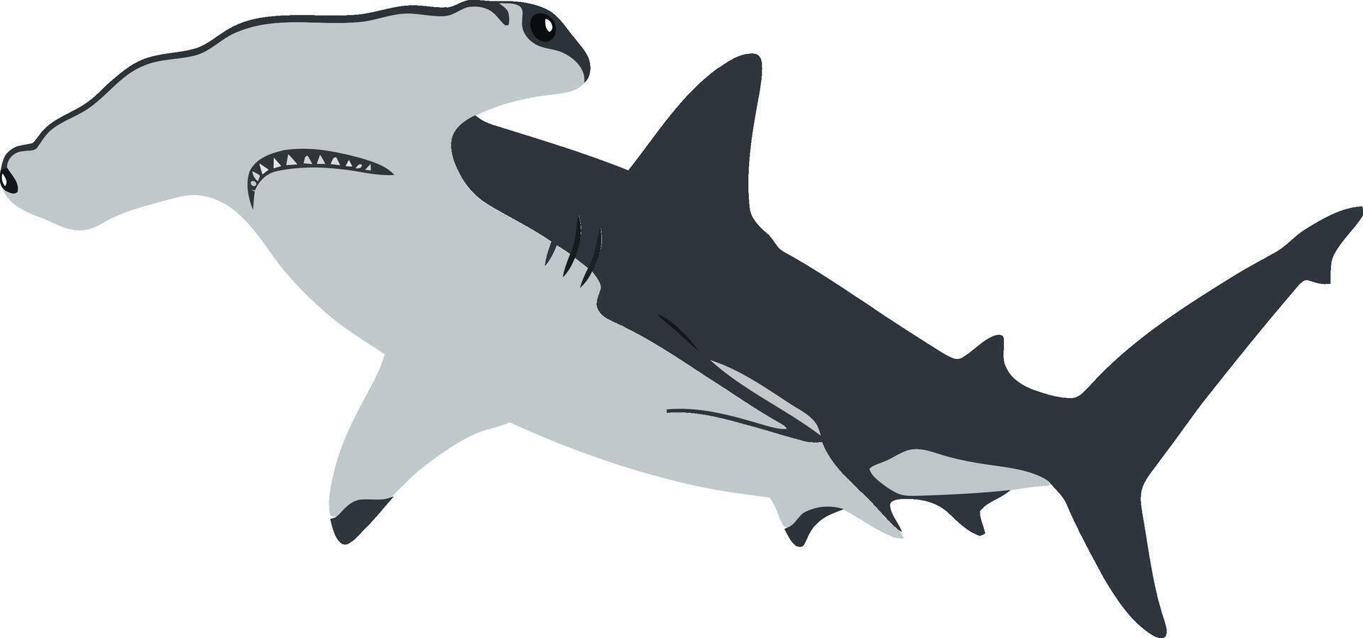 Hammerhead shark swimming gracefully in a calm ocean with a minimal design style showcasing art vector
