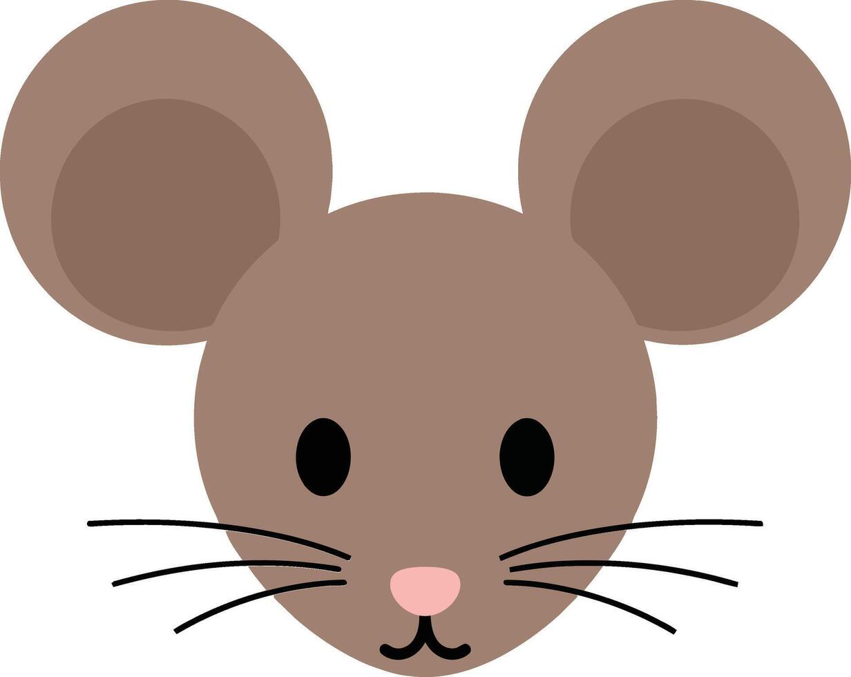 Cute cartoon mouse character with oversized ears in a minimal flat design style, cheerful expression, perfect for childrens illustrations and art vector