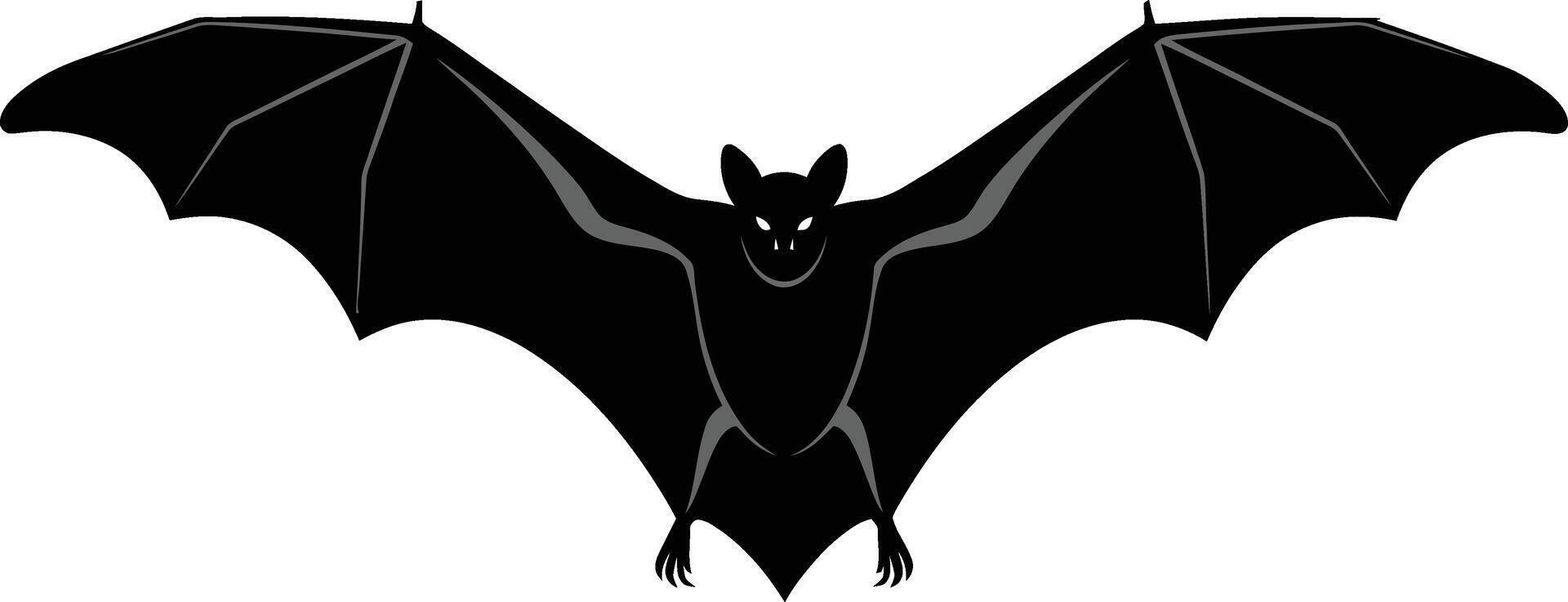 Black bat with outstretched wings in a minimalistic style showcasing detailed features and a bold stance representing art vector
