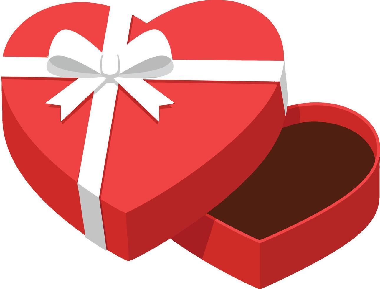 Heart-shaped gift box with a white ribbon in a flat design style, perfect for expressing love and affection in art vector