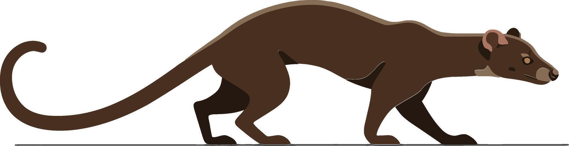 Brown weasel in a dynamic pose showcasing sleek form in a minimalistic style of art vector