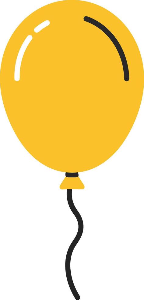 Yellow balloon floating gently against a white background in a flat, minimal design style showcasing simplicity and joy, illustration vector