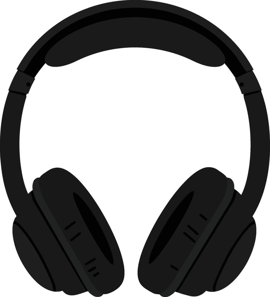 Black wireless headphones in a minimalist design showcasing sleek curves and simple aesthetics, perfect for music lovers, art vector