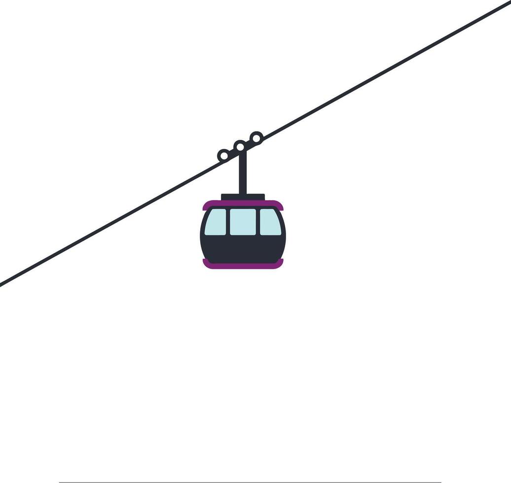 Cable car gliding smoothly along a high mountain slope in a minimal design style showcasing serene travel art vector