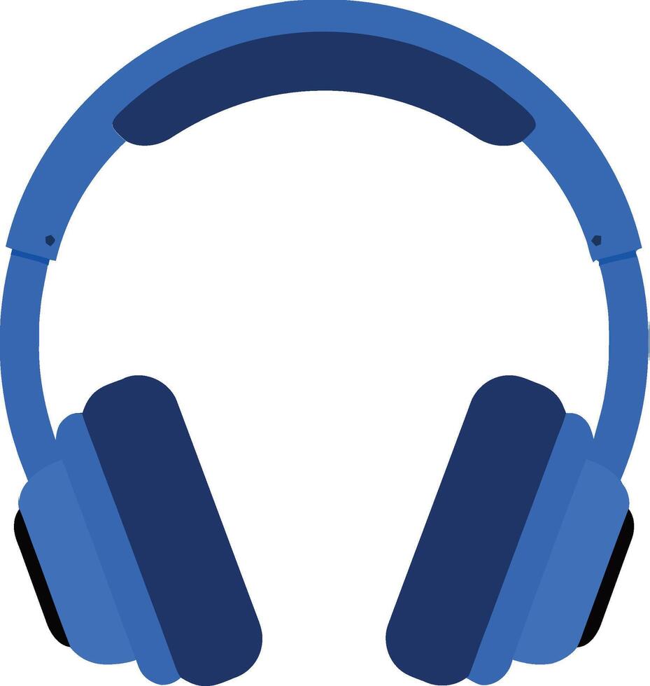 Blue headphones designed in a minimal style showcasing a sleek and modern look, emphasizing sound quality in vibrant art vector
