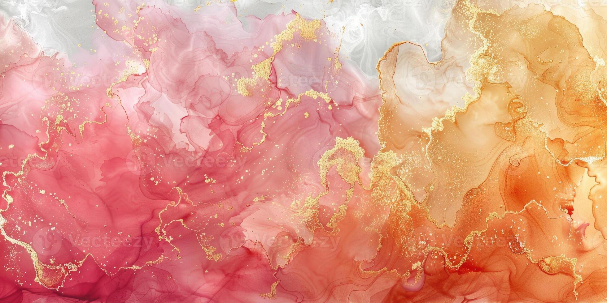 Abstract painting with orange, pink and gold colors photo