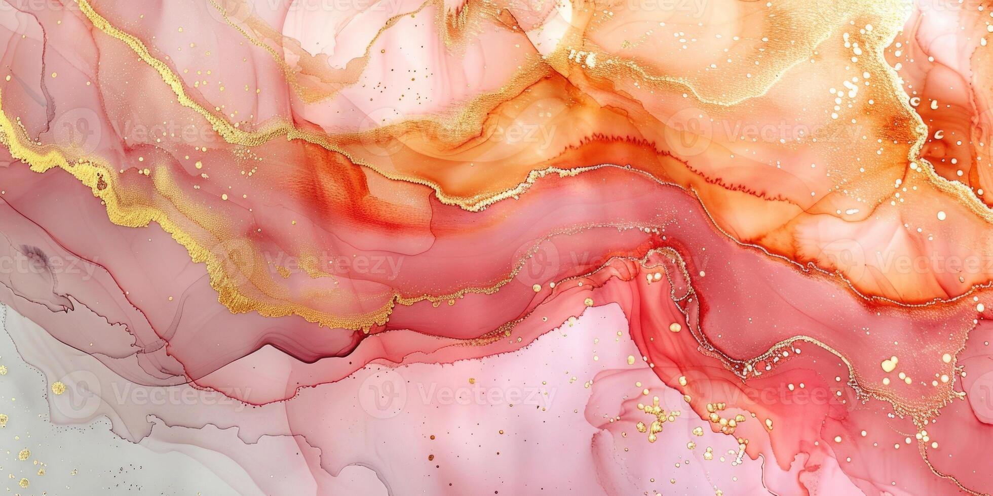 Pink gold watercolor abstract background photo