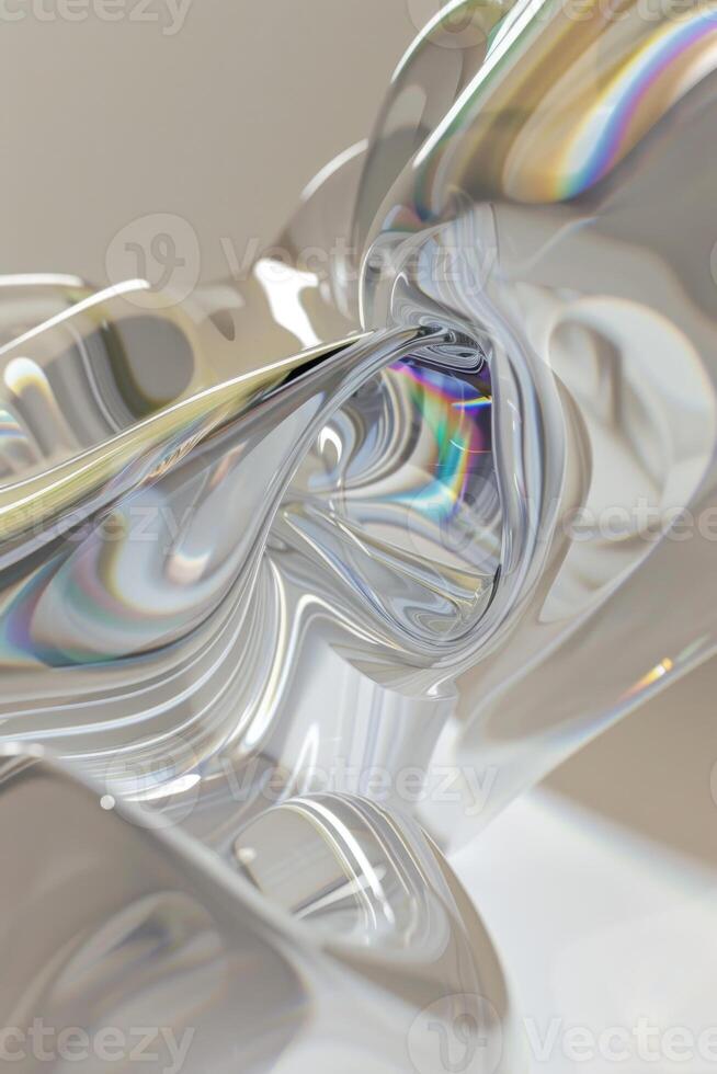 A close up of a glass object with a rainbow reflection photo
