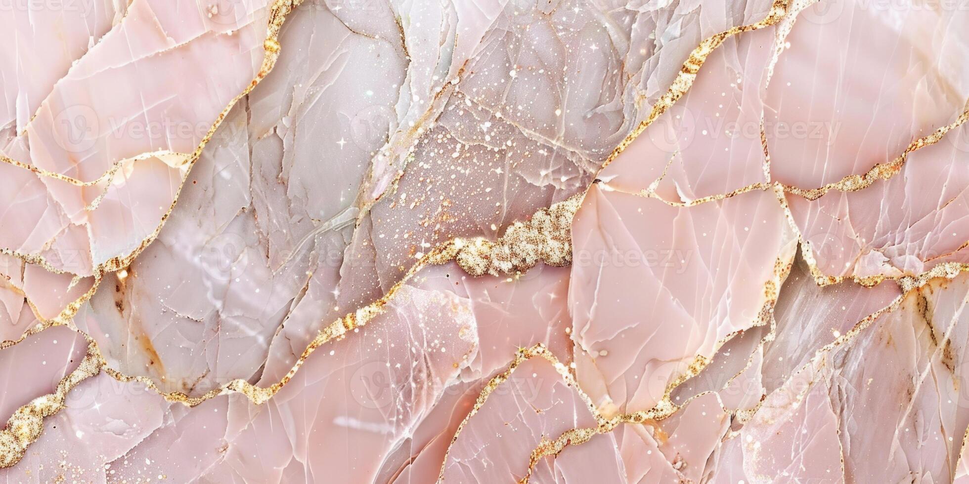 A close up of a pink marble surface with gold foil photo