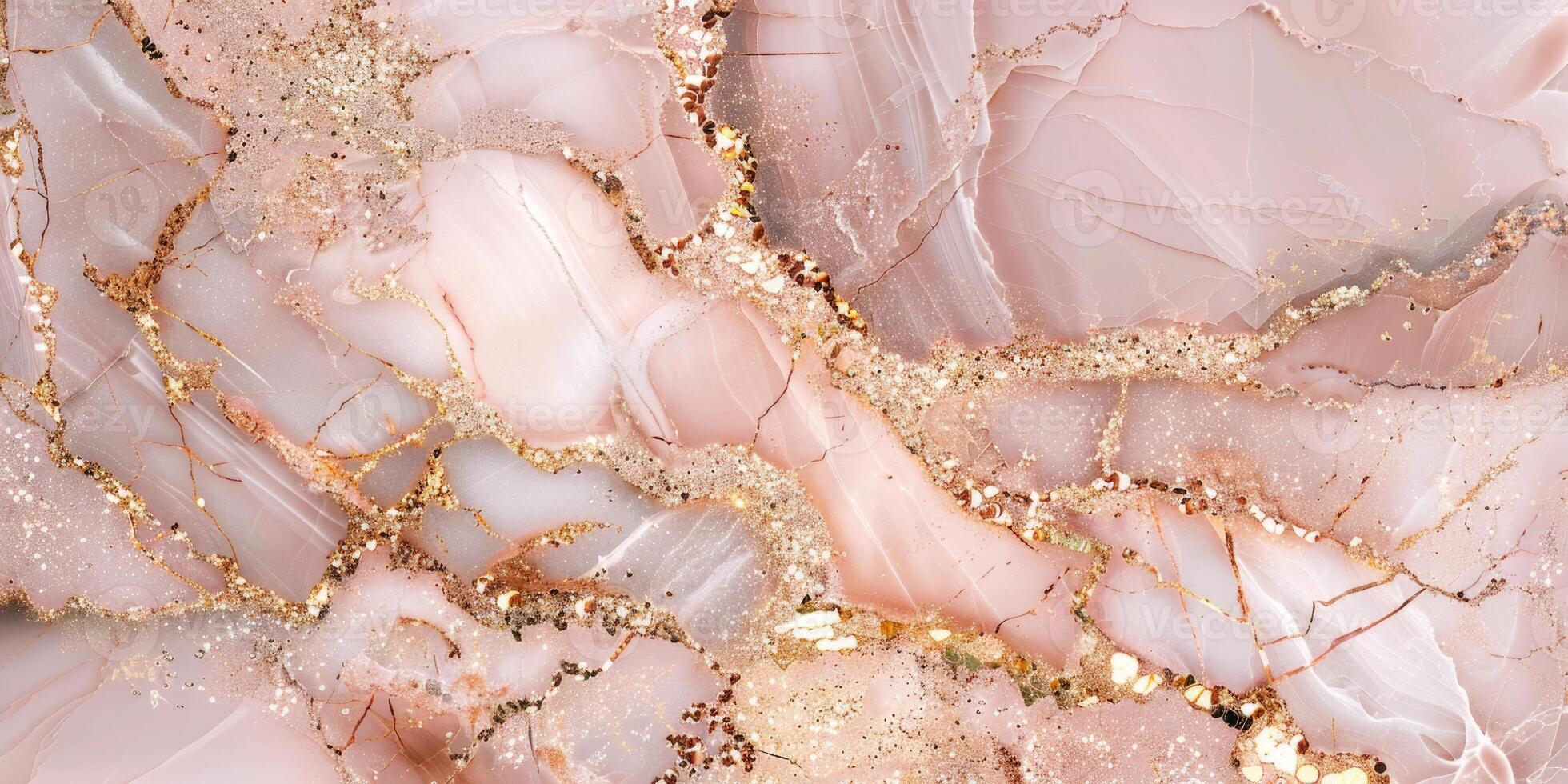 A close up of a pink marble surface with gold paint photo