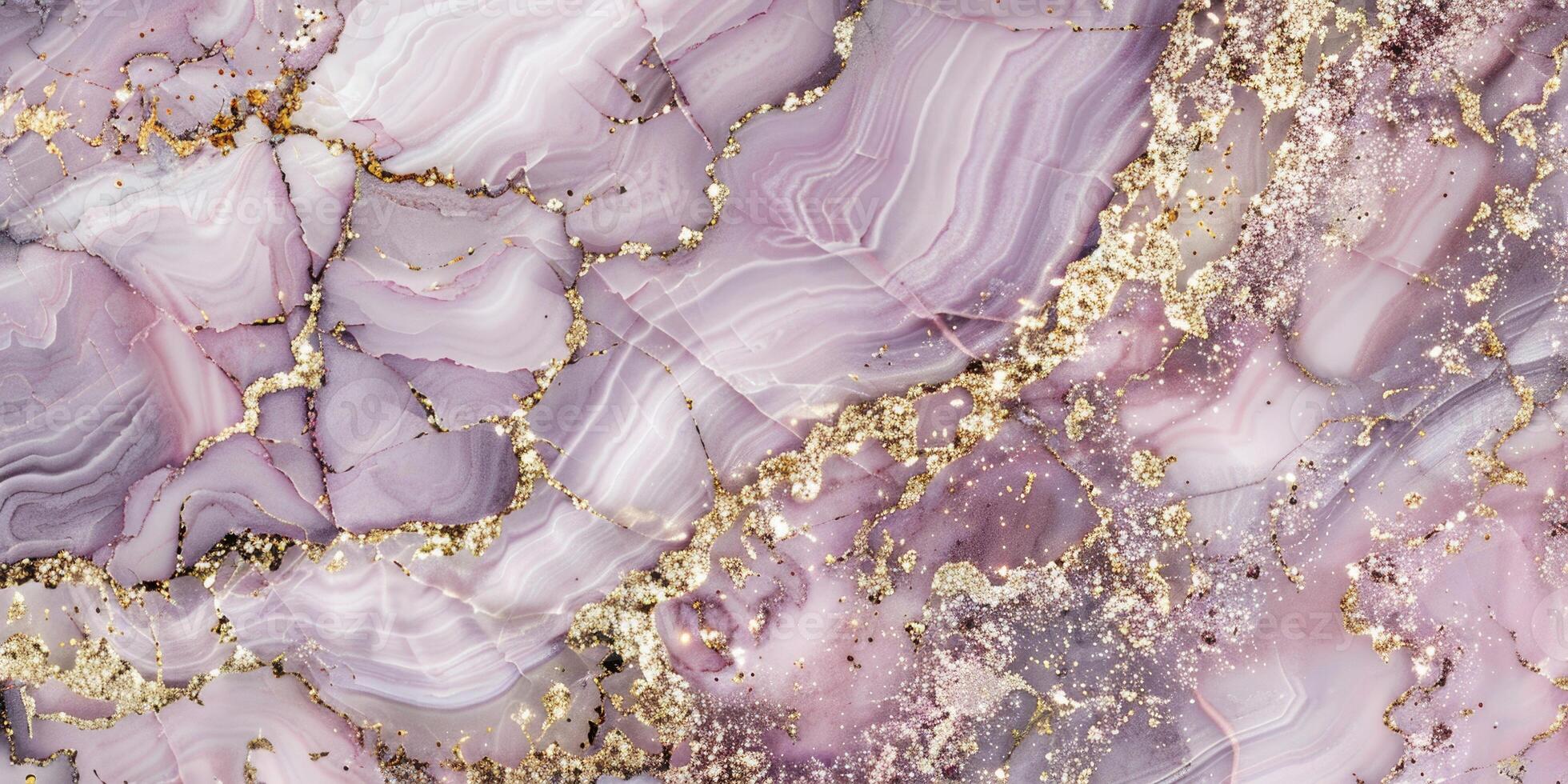 A close up of a purple marble with gold foil photo