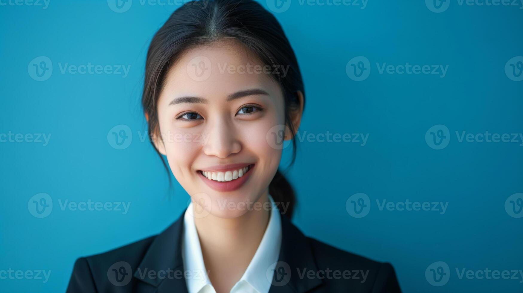 A woman in a business suit smiling photo
