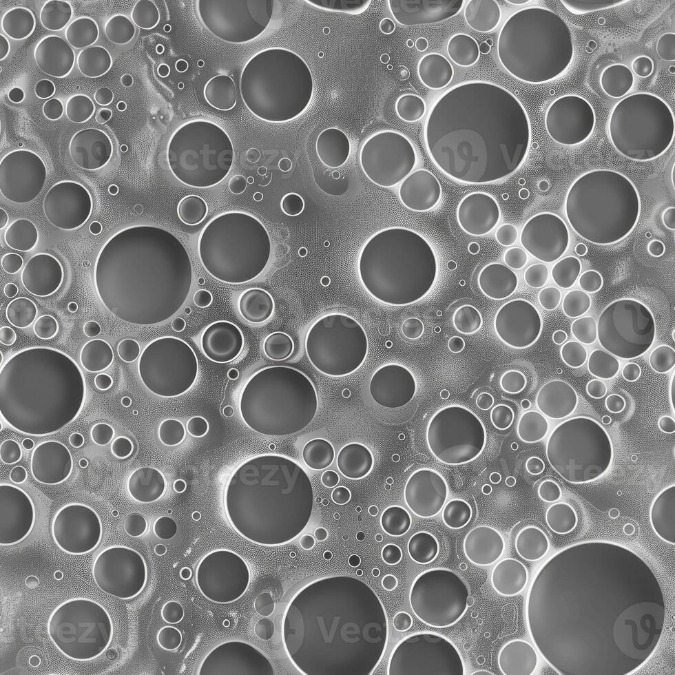 A black and white photo of bubbles in a surface