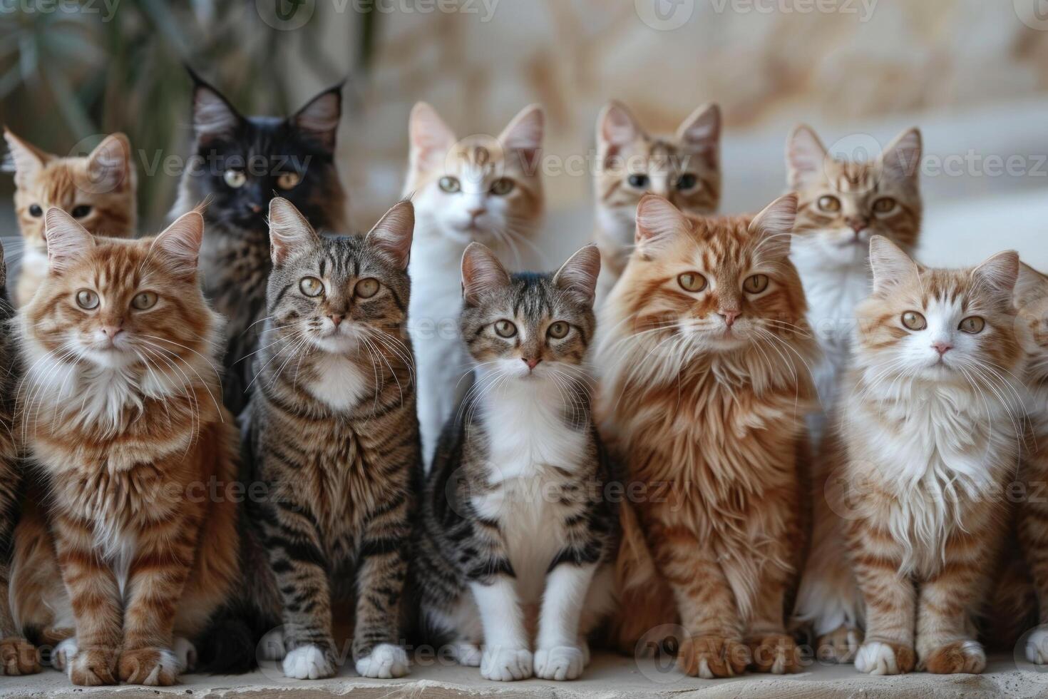 A group of cats are standing together photo