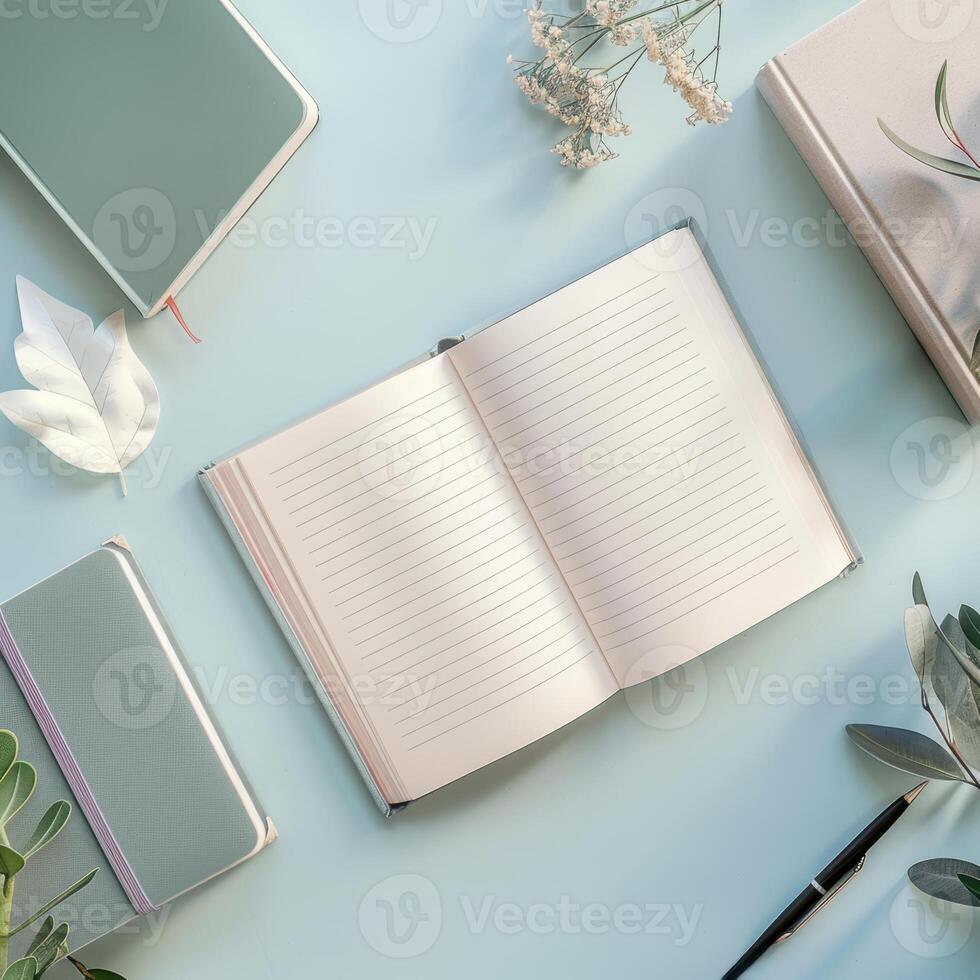 Open notebook, pen, pencil, notebook, notebook, notebook, notebook, notebook, notebook, photo