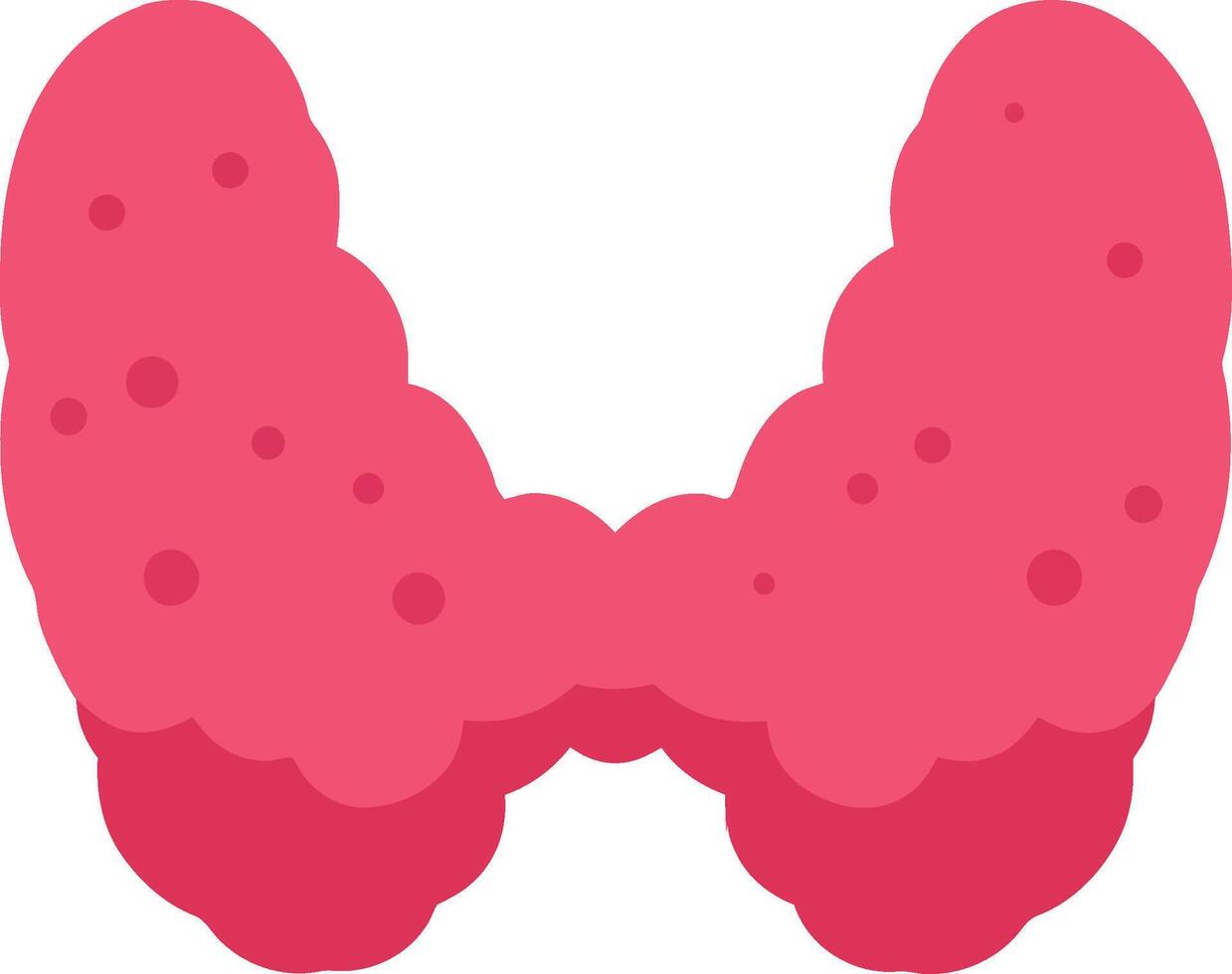 Cartoon-style thyroid gland in vibrant pink color with detailed texture showcasing health and anatomy in abstract design art vector