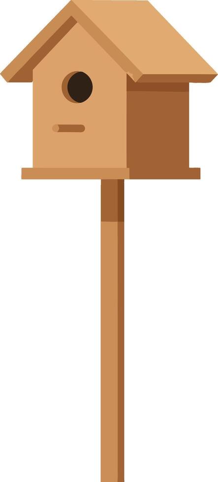 Wooden birdhouse on a wooden pole in a minimal design style showcasing simplicity and charm in art vector