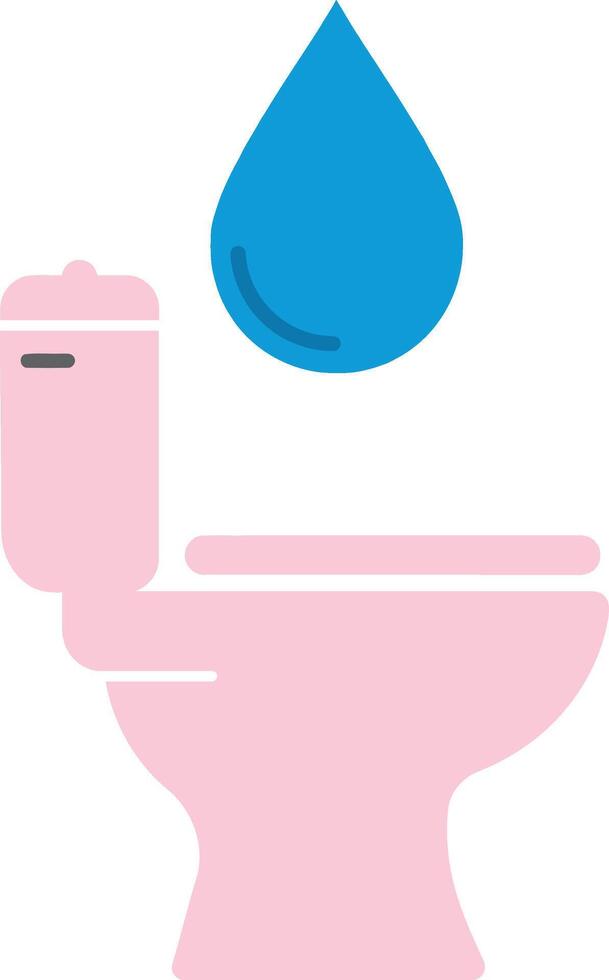 Pink toilet with a blue droplet above, featuring a minimal design style, conveying cleanliness and modernity in art vector