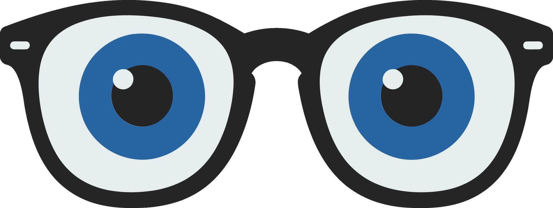 Glasses with large blue eyes and white frames, featuring a playful and minimal design, perfect for modern art vector